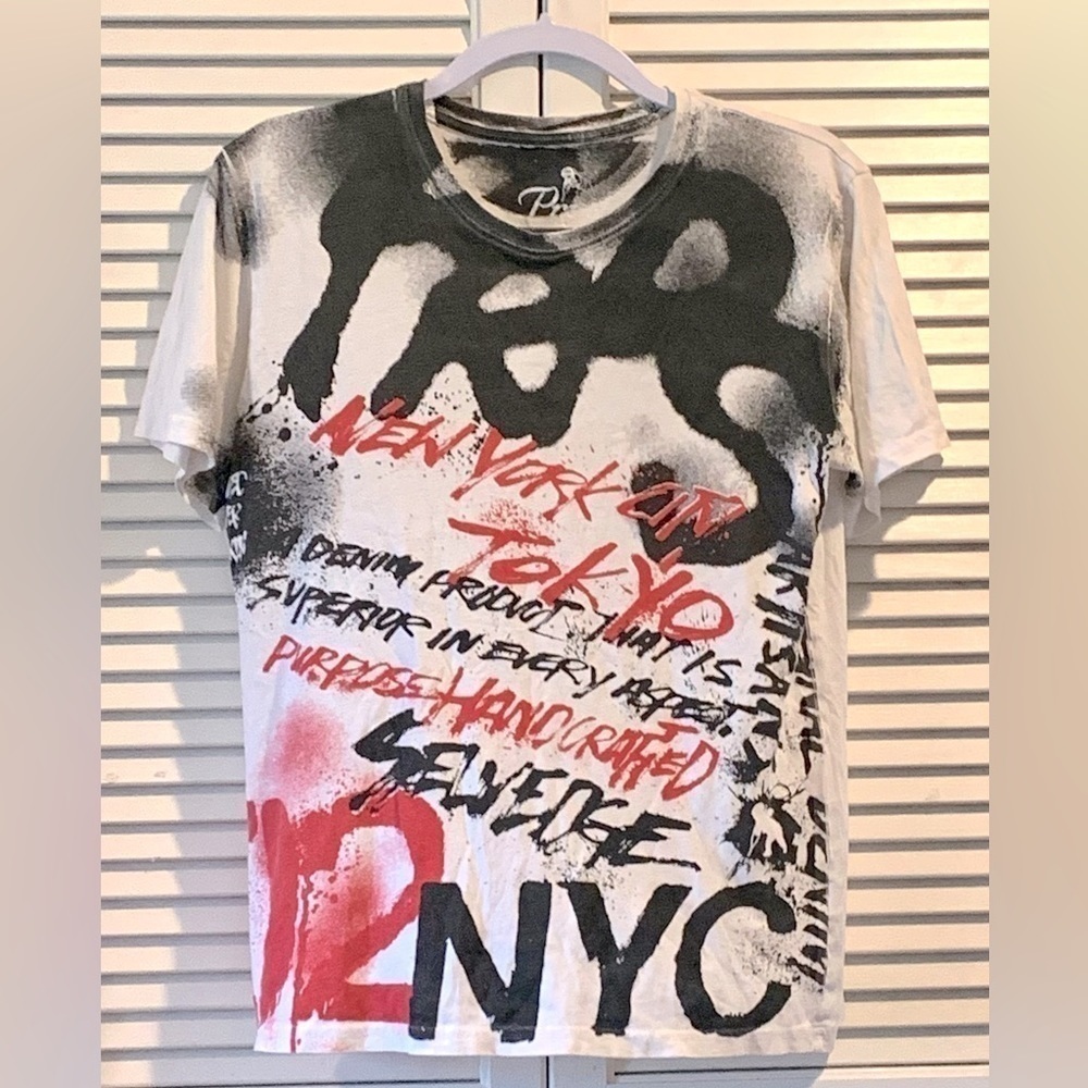 PRPS Graffiti Logo Graphic Tshirt Small White black and red